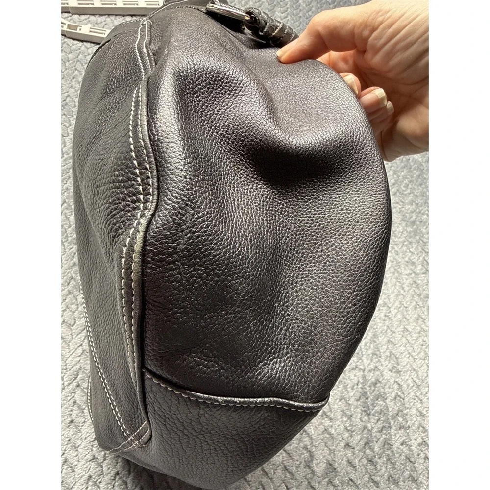 Tiganello Black Pebbled Leather Hobo‎ Shoulder Bag Tassel Handbag Purse